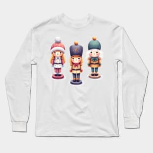 Neutral Christmas Nutcracker Dolls - Winter Coats Long Sleeve T-Shirt